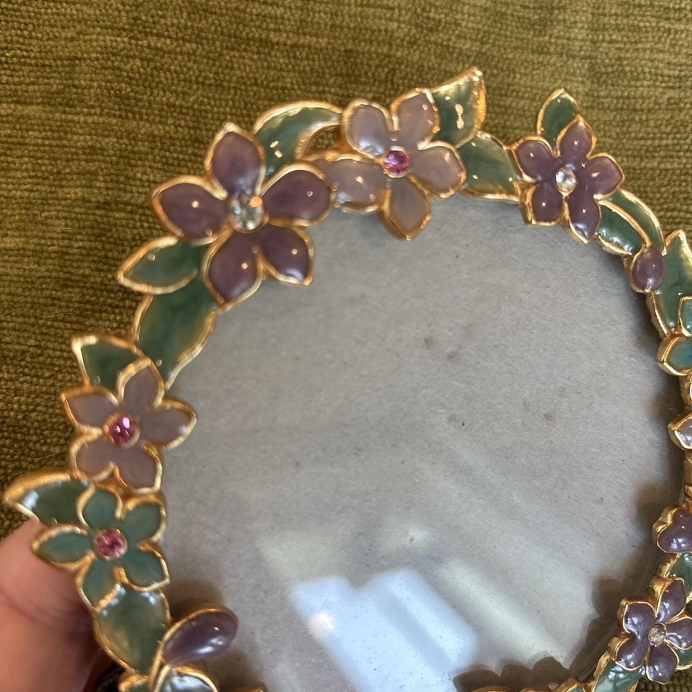 VTG 2001 Burnes of Boston Mini Circular Frames Flowers Rhinestones Feminine Cute - Picture 4 of 9